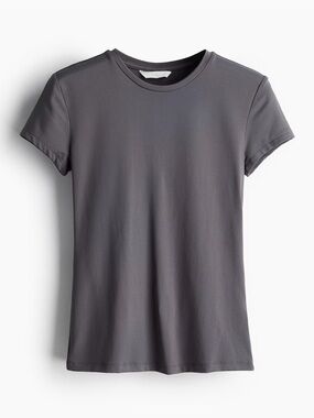 H&M Crew Neck Short Sleeve Top - Gray